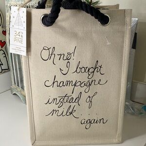 Canvas Wine Tote with Fun Quote
